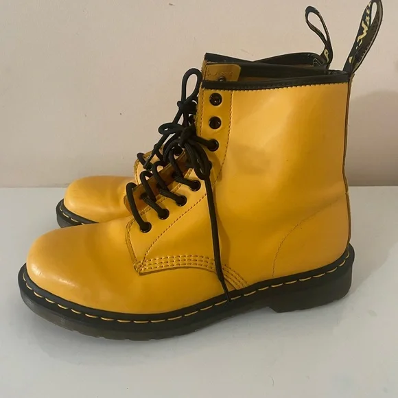 Dr. Martens Yellow Leather Boots - Picture 6 of 7